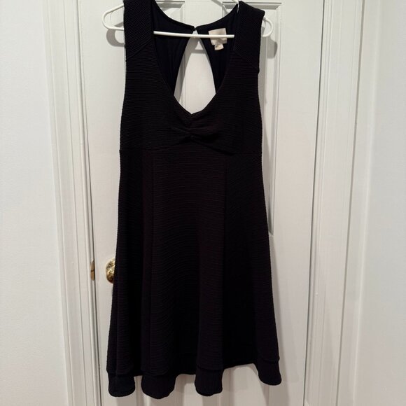 Maeve Anthropologie Dress Textured Sweetheart Fit and Flare Swing Black Size L - Picture 1 of 4